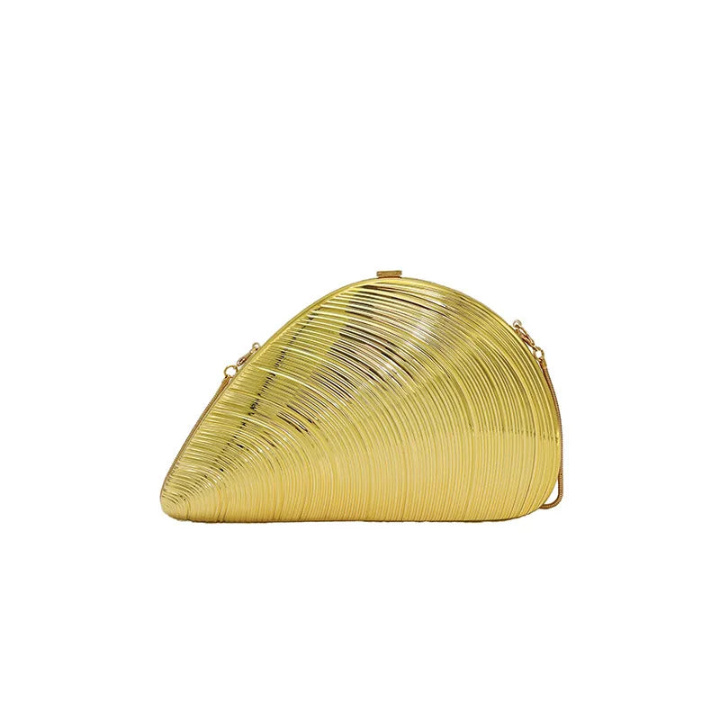 2025 Retro Gold Women's Shell Clutch High-end Fashion Chain Bag Creative Conch Box Bag European And American Women's Evening Bag