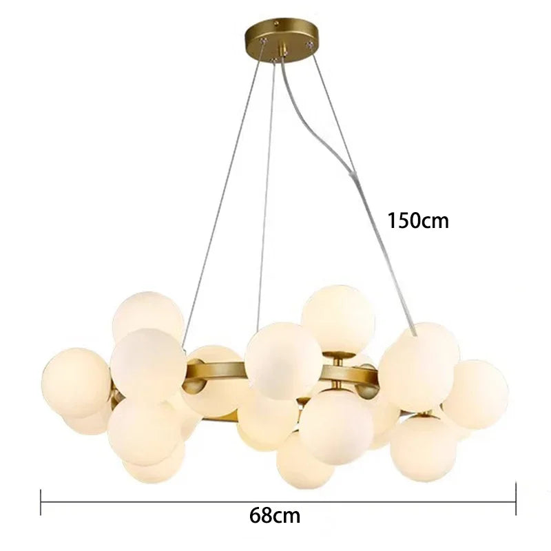 2025 Modern Glass Bubble Pendant Lamp Round Chandelier Light Fixture for Living Room Dining Room Bedroom Kitchen