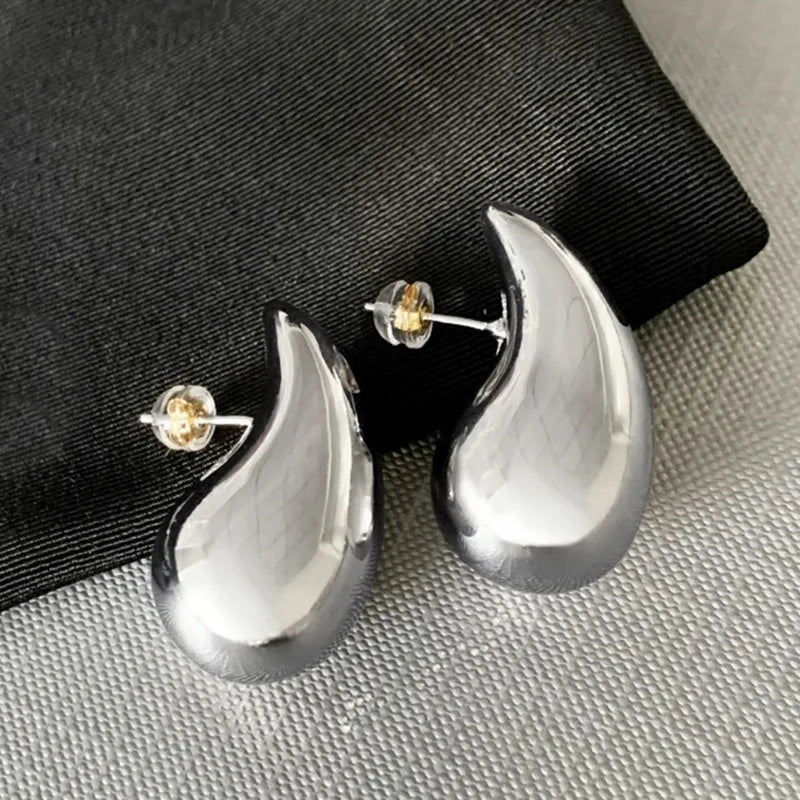2024 New Trendy Plate Gold Color Chunky Waterdrop Dupes Drop Earrings for Women Personality Glossy Teardrop Earring Jewelry Gift