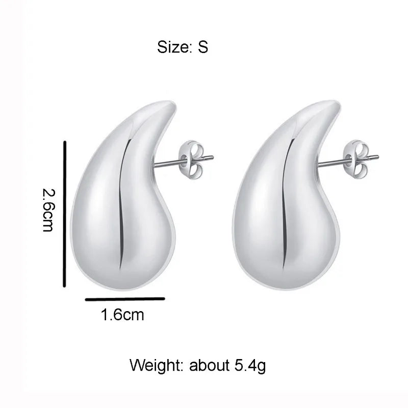 2024 New Trendy Plate Gold Color Chunky Waterdrop Dupes Drop Earrings for Women Personality Glossy Teardrop Earring Jewelry Gift