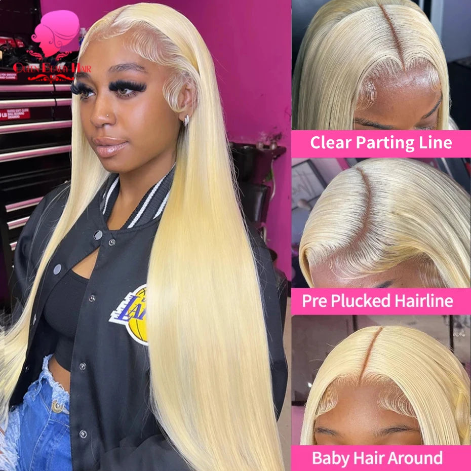 38 Inches 250 Density 360 Lace Frontal Wigs Straight Lace Frontal Wig 13x4 13x6 Blonde 613 Lace Front Human Hair Wigs For Women