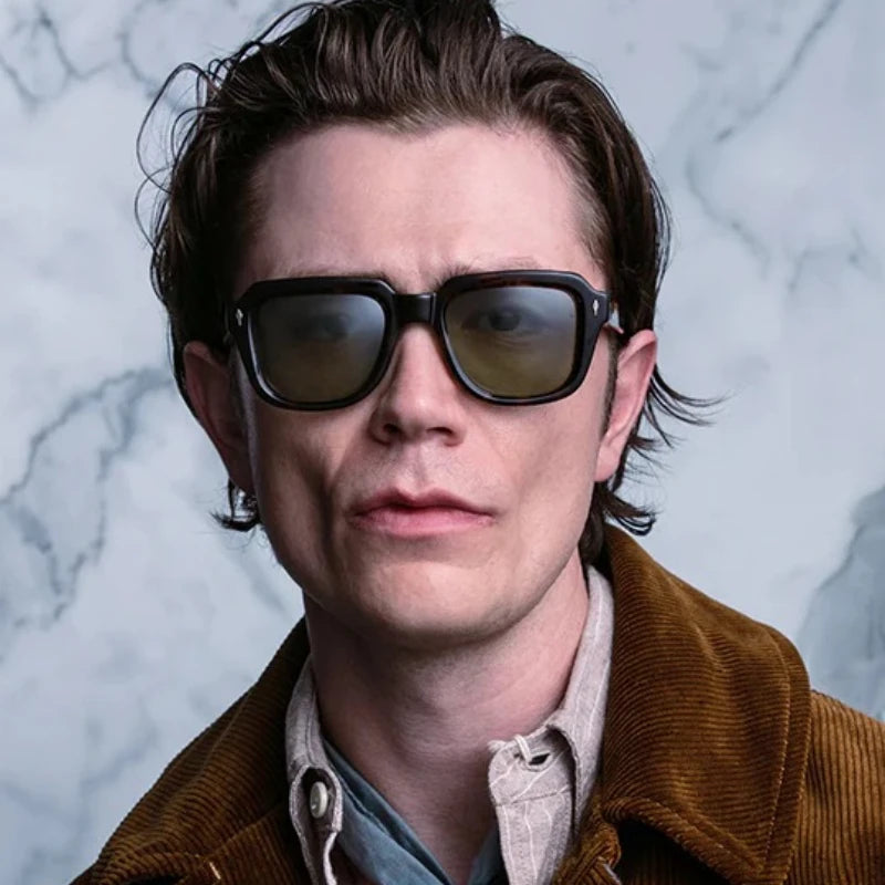 JMM HOPPER Handmade Square Acetate Japanese Designer Sunglasses UV400 – Men's Women's Vintage Photochromic Glasses with Case