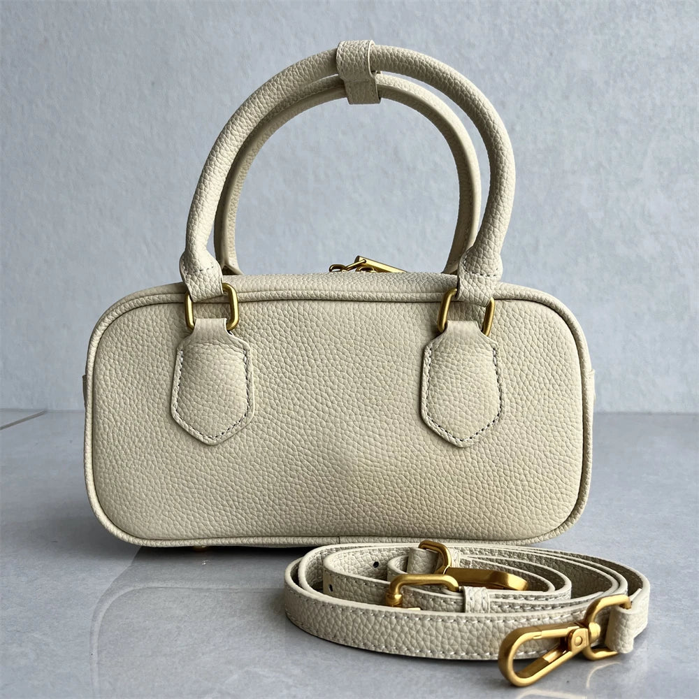 High-Quali Top-Layer Cowhide Leather Boston Sle Women's Handbag Faionable oulder Crossbody Bag with Quali Texture