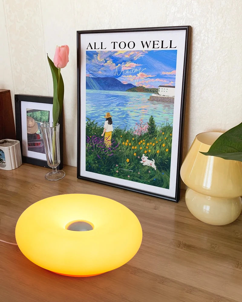 Bauhaus table lamp USB plug bedroom bedside lamp living room dining room decoration donut ambient light(Not glass)