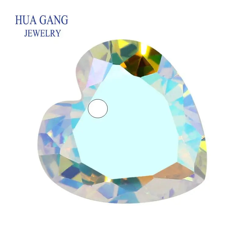 5A Single Hole Heart Shape Cubic Zirconia Stone sapphire Tanzanite aquamarine Green Loose CZ Stones Synthetic Gems Beads