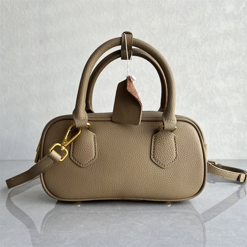 High-Quali Top-Layer Cowhide Leather Boston Sle Women's Handbag Faionable oulder Crossbody Bag with Quali Texture