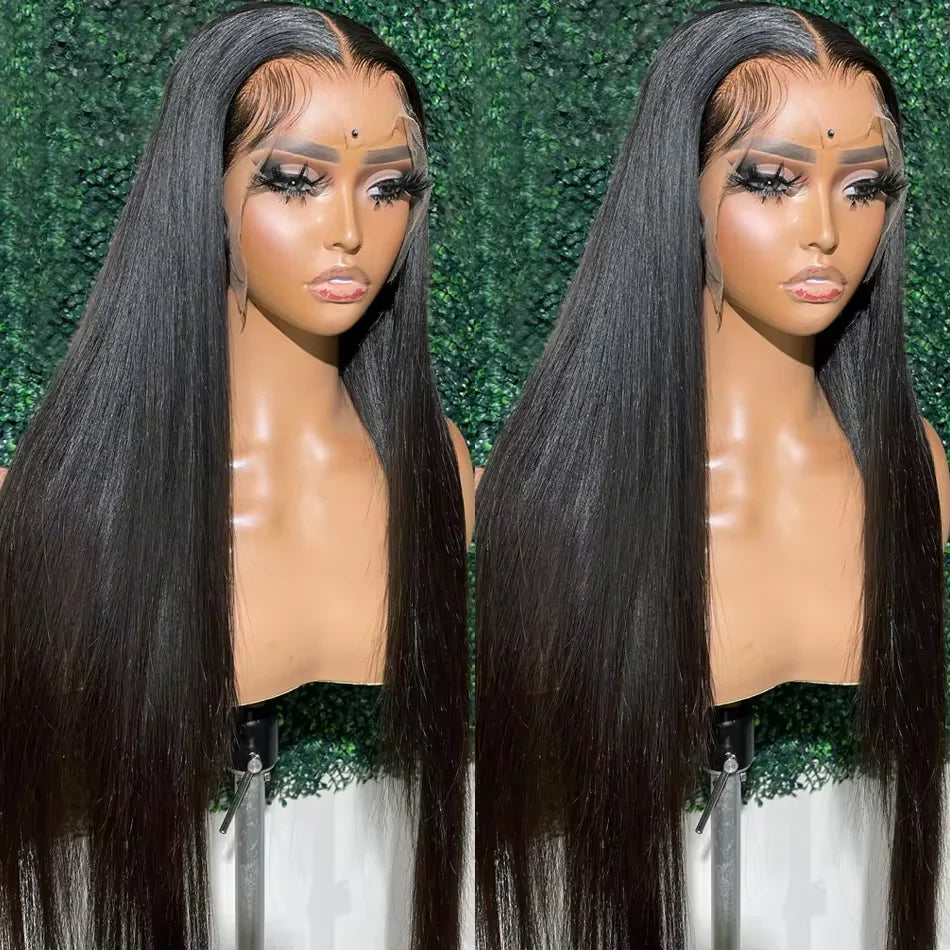 200% Density 13x4 13x6 Lace Frontal Wig Straight HD Transparent Lace Brazilian Human Hair Wig 360 Lace Natural Color Wig