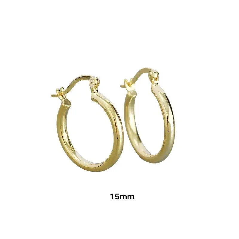 925 Sterling Silver 6mm 8mm 10mm Classic Round Gold Huggie Hoop Earrings for Women Men Tiny Huggie Rock Earrings Jewelry Gifts