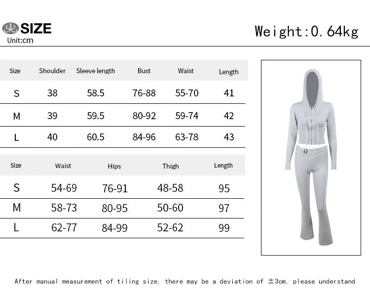 Apprabant Rib Knitted Two Piece Set Women Tracksuit Long Sleeve Zipper Hoodies Skinny Pants Sets Casual Solid Sweatshirt Suits