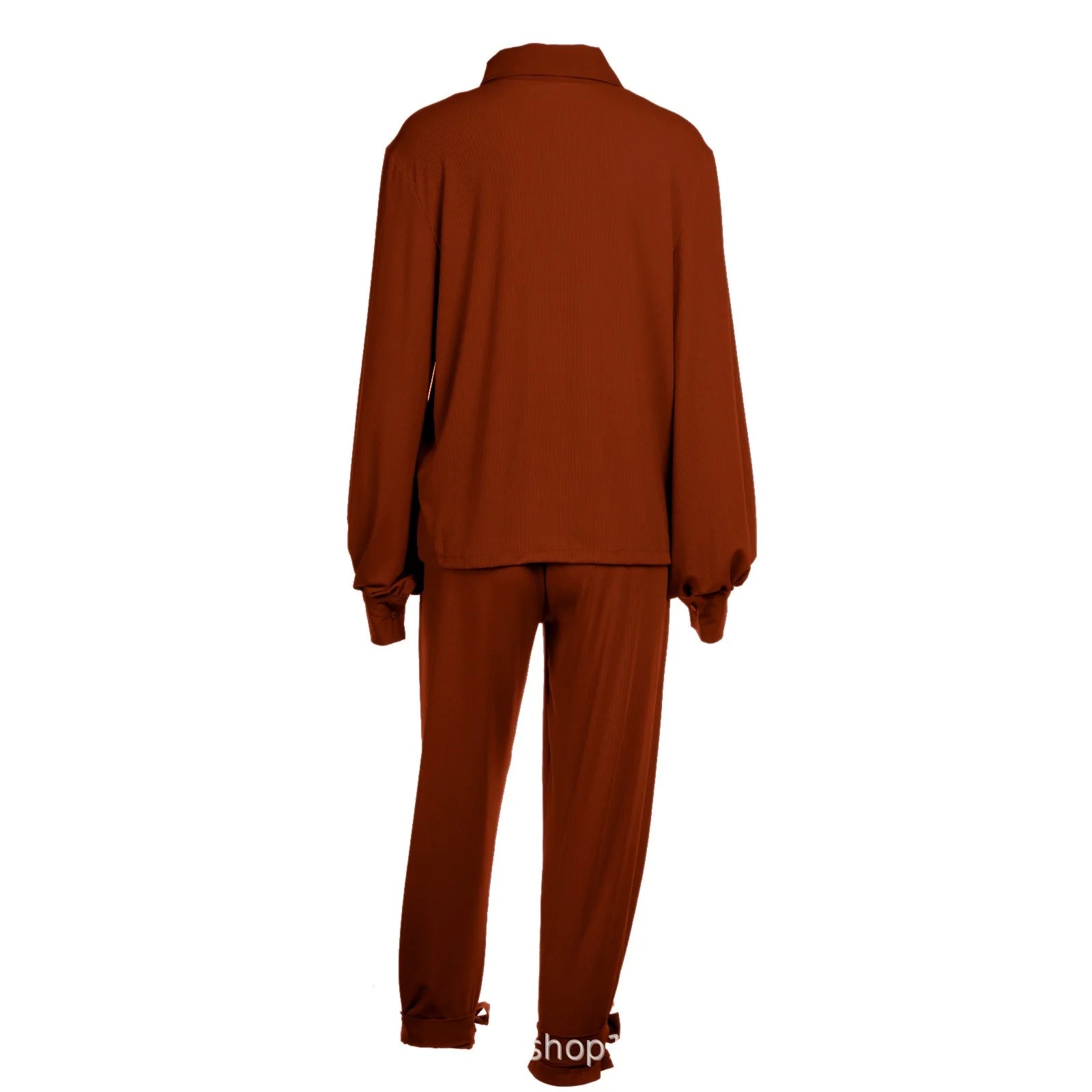 Classic Solid Shirt Pants Set Women Casual Loose Long Sleeved Lapel Elastic Waist Two Piece Suit 2025 New Summer Street Outfit