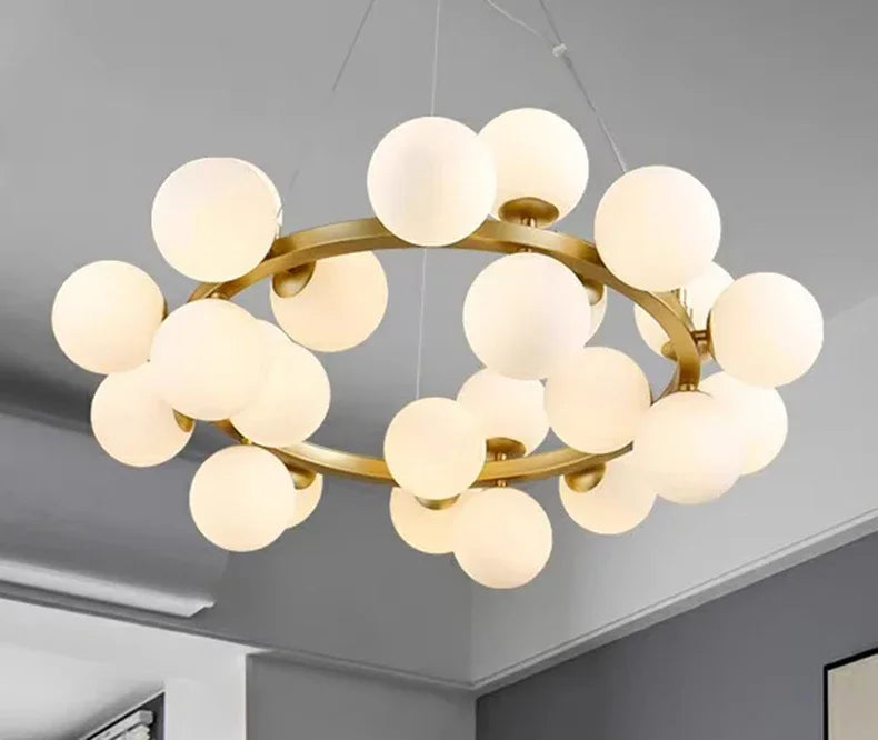 2025 Modern Glass Bubble Pendant Lamp Round Chandelier Light Fixture for Living Room Dining Room Bedroom Kitchen