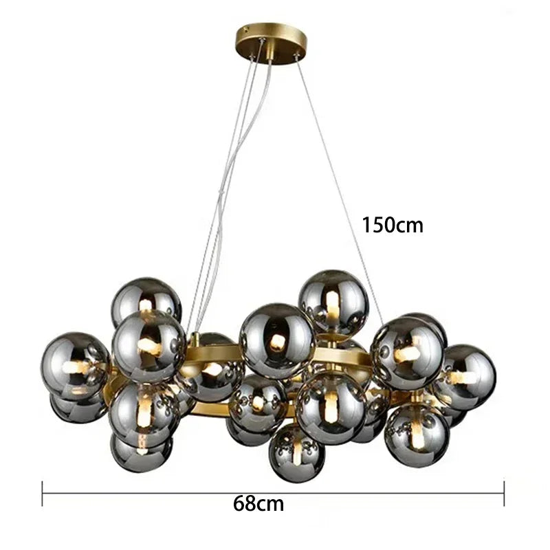 2025 Modern Glass Bubble Pendant Lamp Round Chandelier Light Fixture for Living Room Dining Room Bedroom Kitchen
