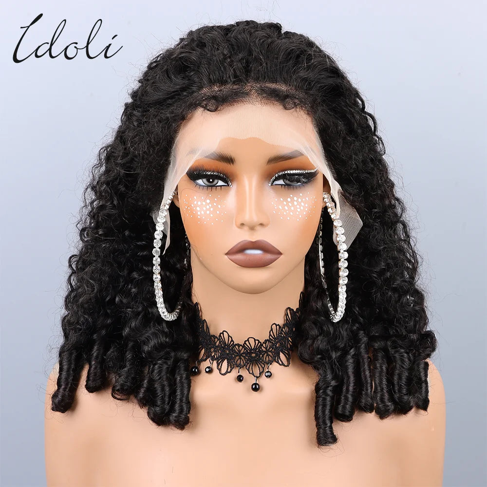 Burmese Curly Glueless Wigs Human Hair Pre Plucked 200% Density Drawstring Wig Human Hair 13x6 HD Lace Front Wigs for Woman