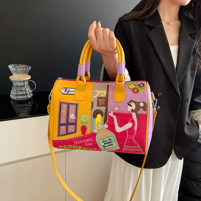 Fashion Women PU Leather Handbags Shoulder Bag Large Capacity Ladies Zipper Messenger Bags for Women Casual Boston Crossbody Bag