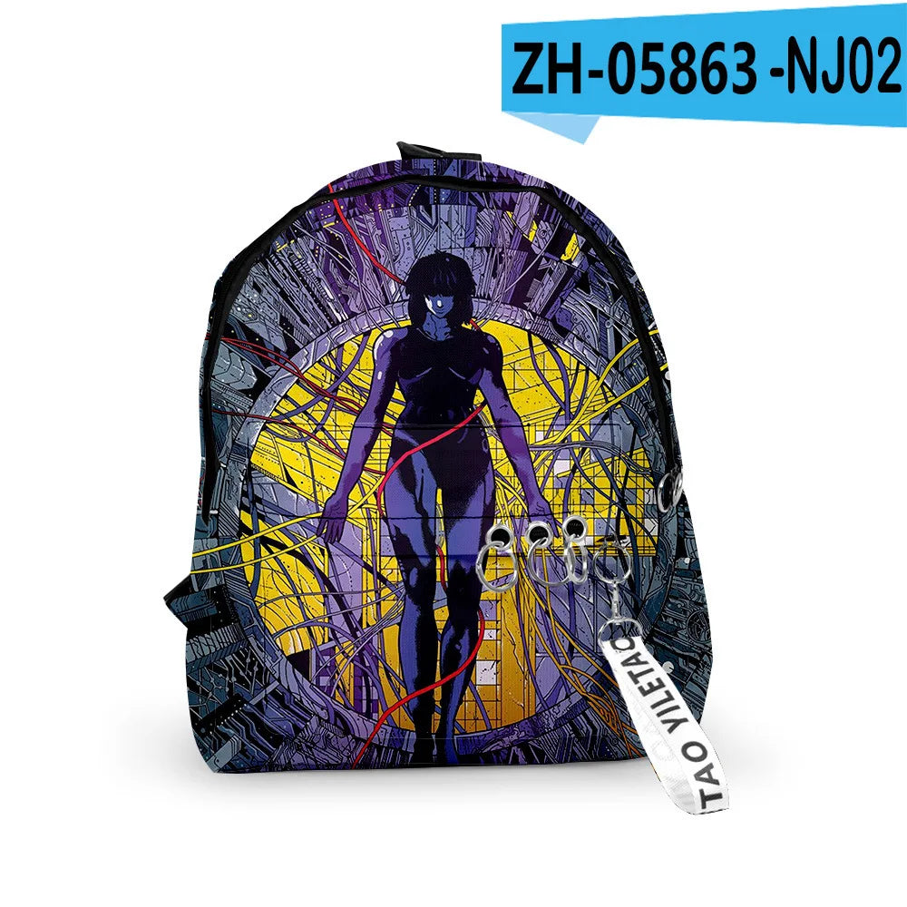 Cartoon Popular ghost in the shell School Bag Cute Small Travel Bags 3D Print Oxford Waterproof Key Chain Notebook Backpacks