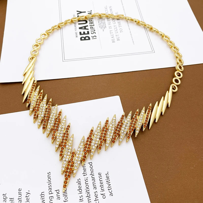 Fashion Jewelry Sets Gold Color Necklace And Earrings For Women 4 Pieces Jewelry Set