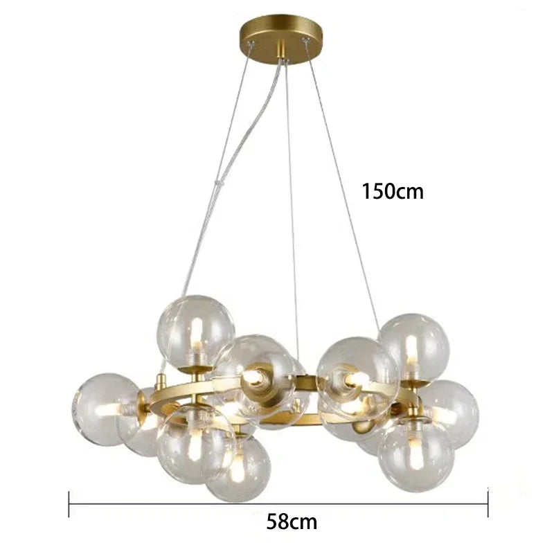 2025 Modern Glass Bubble Pendant Lamp Round Chandelier Light Fixture for Living Room Dining Room Bedroom Kitchen