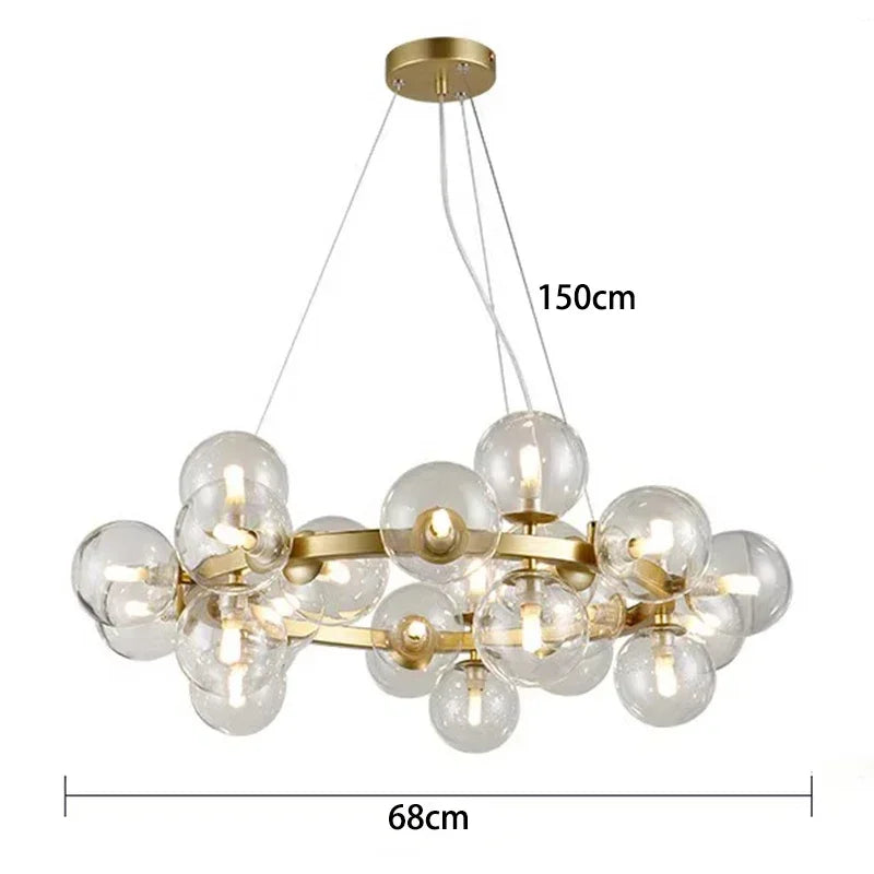 2025 Modern Glass Bubble Pendant Lamp Round Chandelier Light Fixture for Living Room Dining Room Bedroom Kitchen