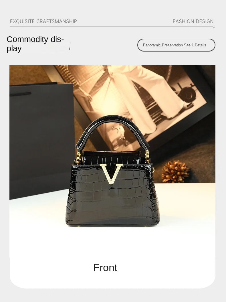 2025 New Crocodile Pattern Leather Women Handbags Luxury Fashion Small Shoulder Messenger Bag Portable Crossbody Shell Bags