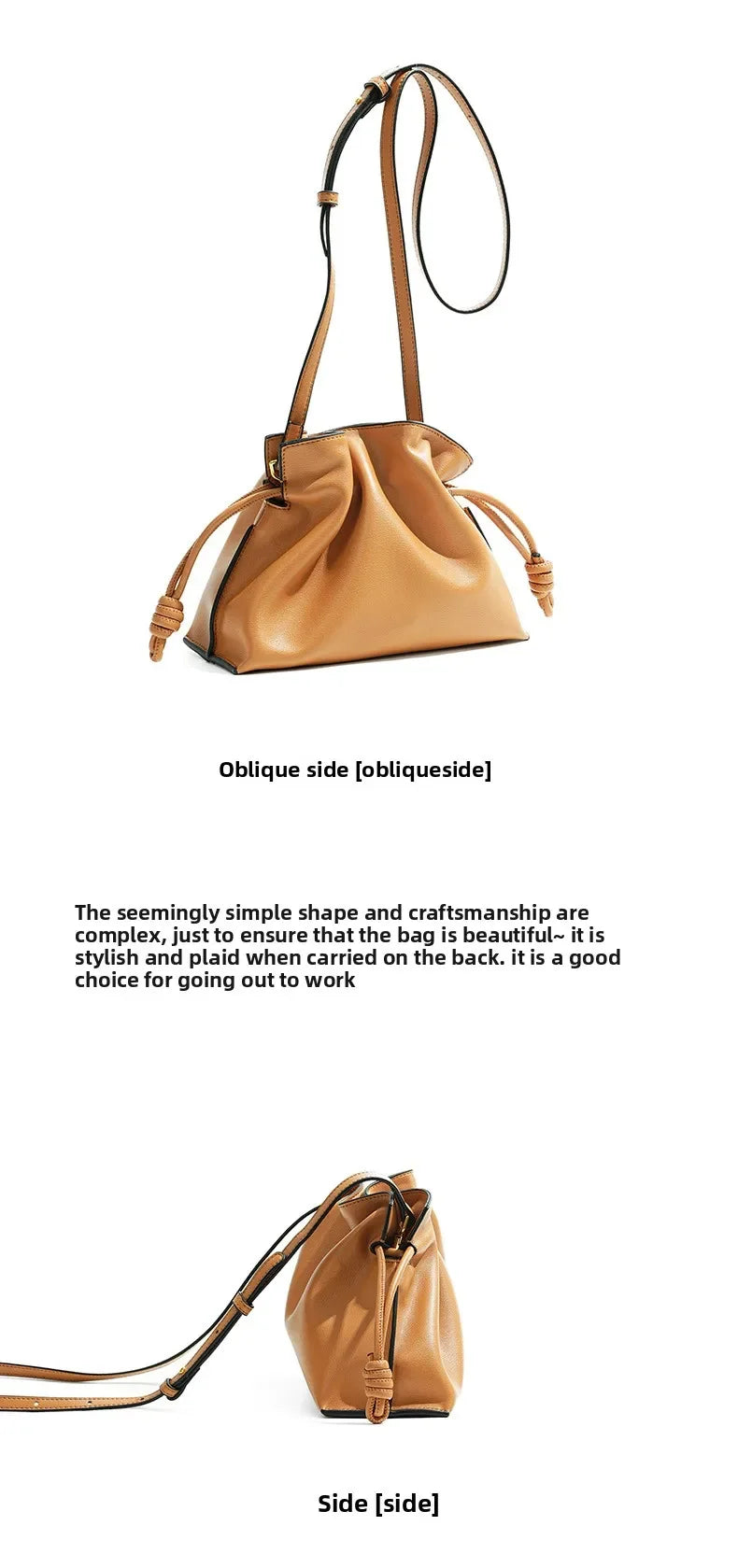 Classic Flamenco Lucky Bag, Genuine Leather Cloud Bag with Drawstring, Shoulder Bucket Bag for Women, Autumn and Winter