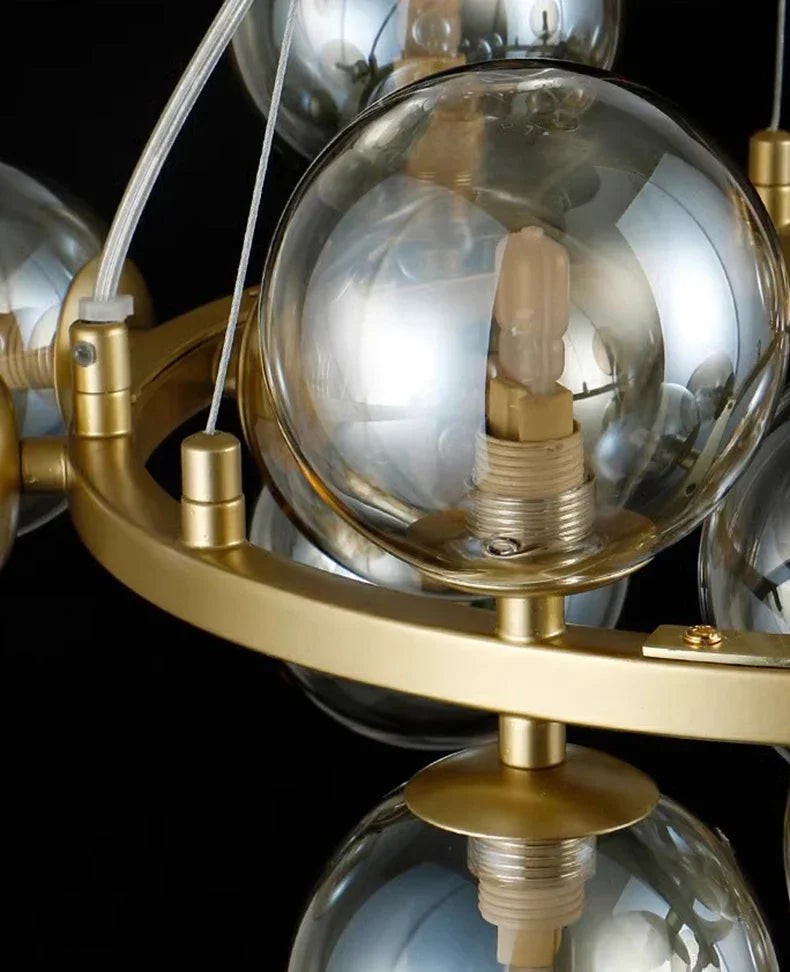 2025 Modern Glass Bubble Pendant Lamp Round Chandelier Light Fixture for Living Room Dining Room Bedroom Kitchen