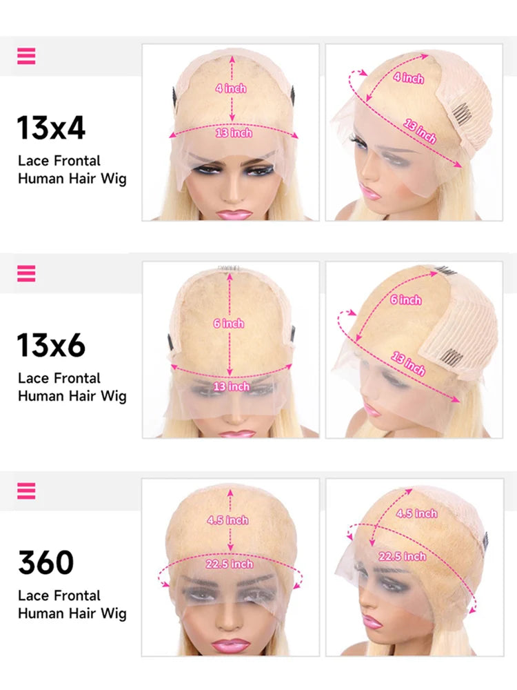 38 Inches 250 Density 360 Lace Frontal Wigs Straight Lace Frontal Wig 13x4 13x6 Blonde 613 Lace Front Human Hair Wigs For Women