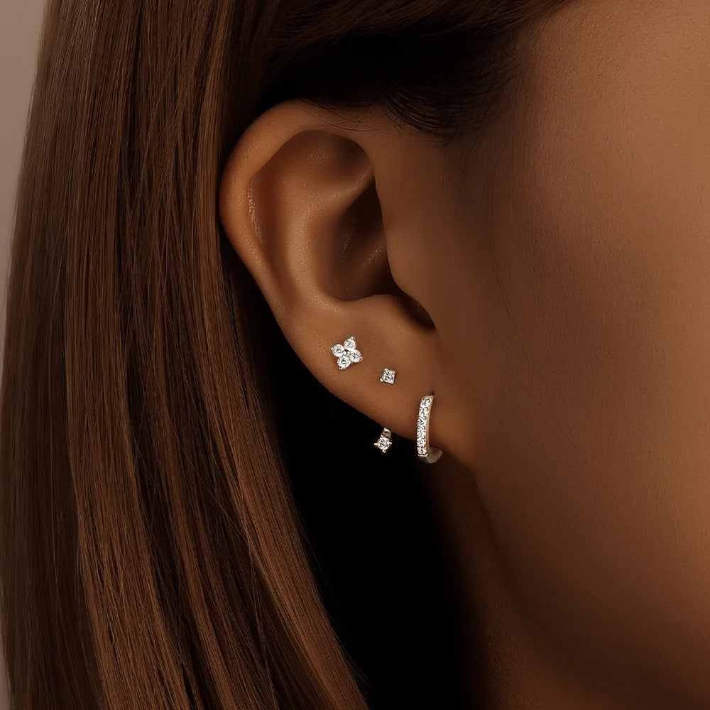 3PCS Trendy Double-layer Circle Cubic Zircon Star Hanging Earrings Set For Women Korean Fashion Jewelry pendientes mujer