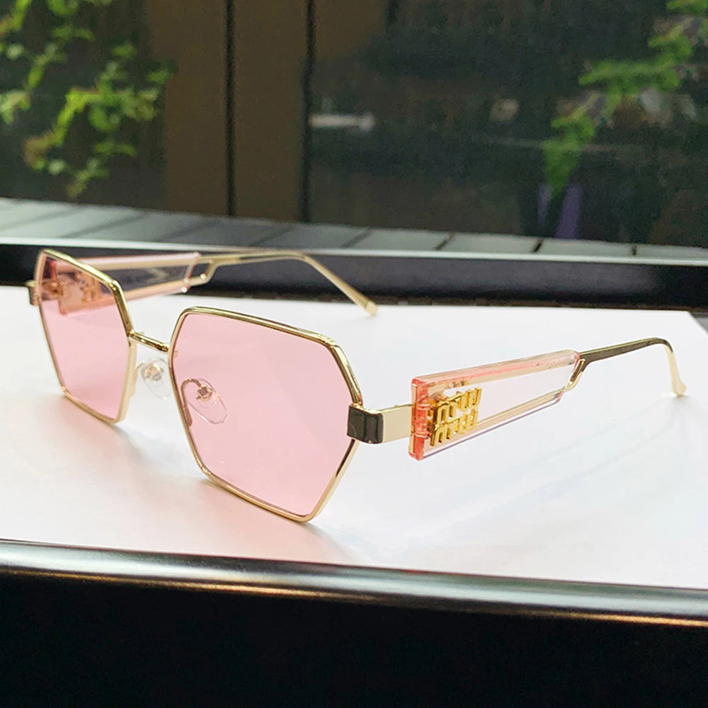 Fashion Irregular Punk Sunglasses Women Men Metal Full Frame Sun Glasses Personalized Hollow Eyewear Trendy UV400 Shades Glasses