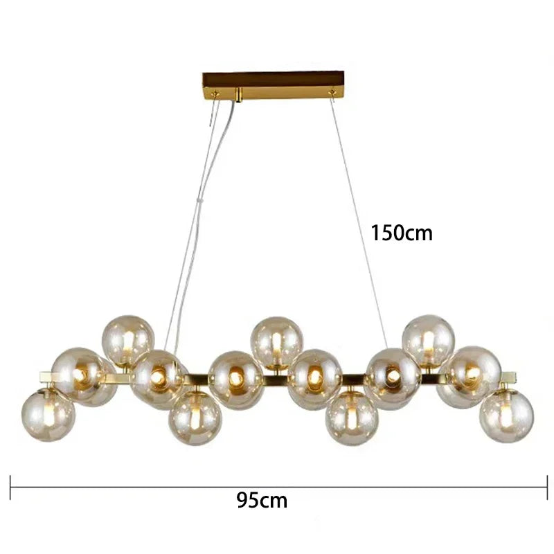 2025 Modern Glass Bubble Pendant Lamp Round Chandelier Light Fixture for Living Room Dining Room Bedroom Kitchen