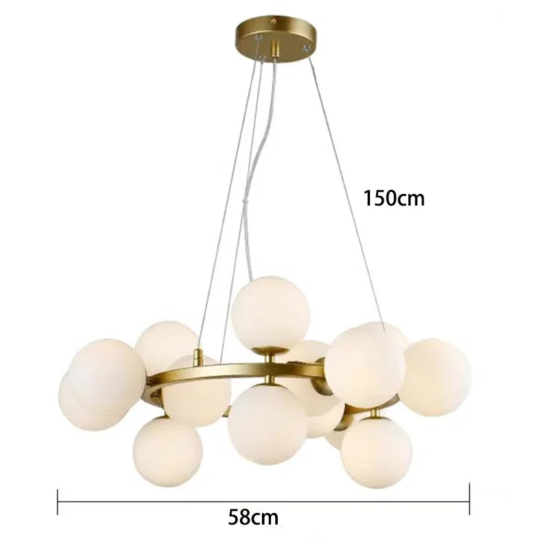 2025 Modern Glass Bubble Pendant Lamp Round Chandelier Light Fixture for Living Room Dining Room Bedroom Kitchen