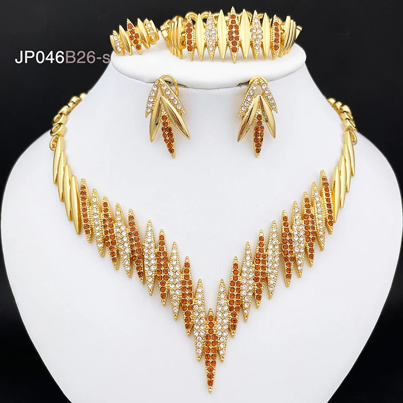 Fashion Jewelry Sets Gold Color Necklace And Earrings For Women 4 Pieces Jewelry Set