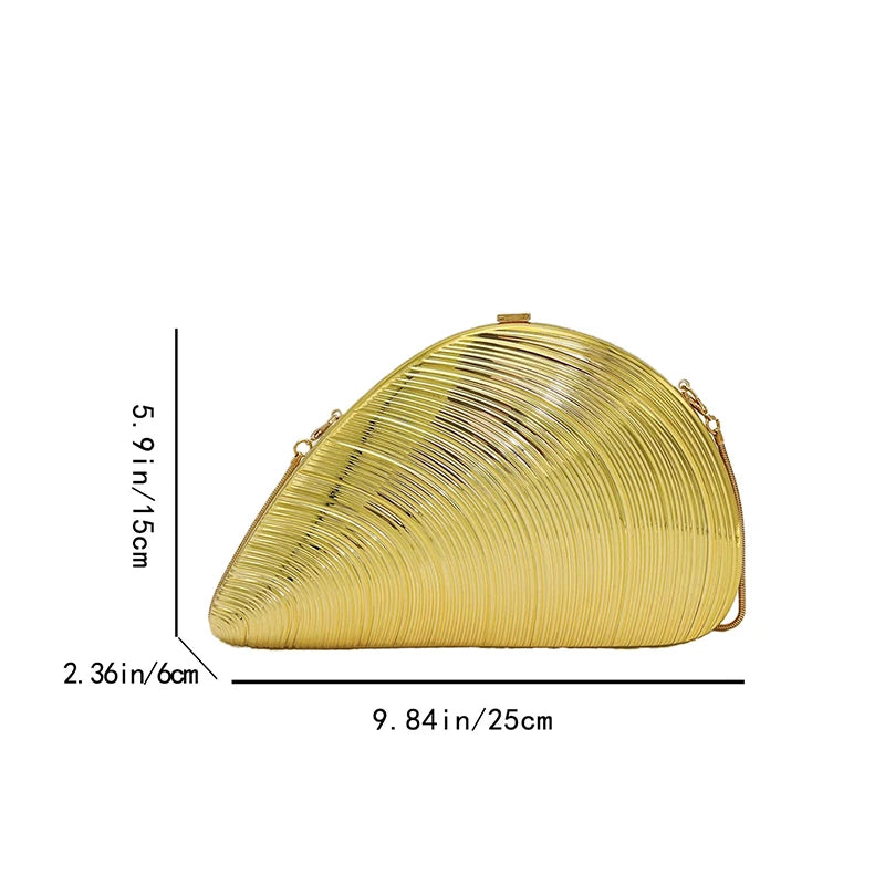 2025 Retro Gold Women's Shell Clutch High-end Fashion Chain Bag Creative Conch Box Bag European And American Women's Evening Bag