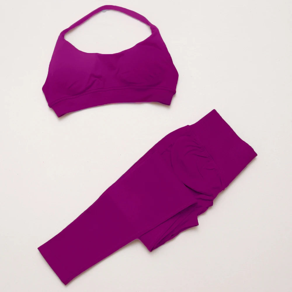 DF yoga Impact yoga outfit two pieces gym set Sports Bra matching leggings pants sets for woman workout clothes suit