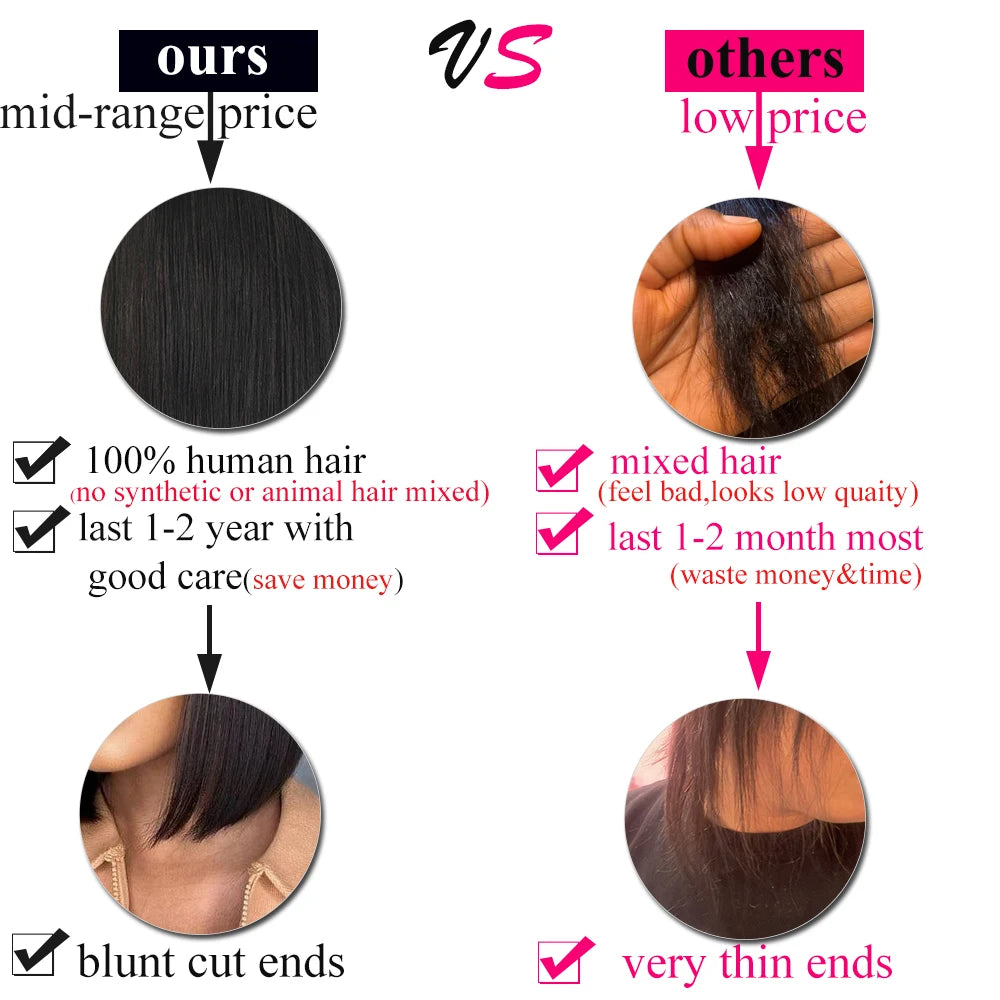 250% Density Straight Wear And Go Glueless Bob Wig For Women Ready To Go Human Hair Wigs 4x4 Lace Closure Wig Human Hair