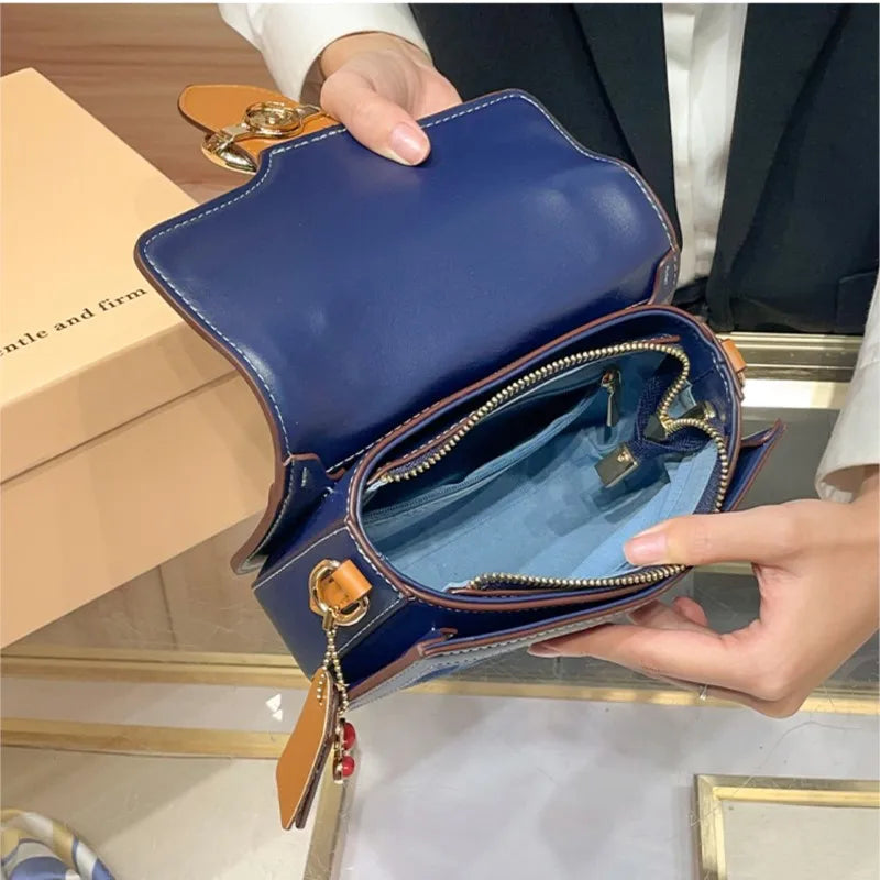 Ladies' handbag, light luxury retro denim canvas bag, fashionable 2025 new style saddle bag, high-end single shoulder crossbody