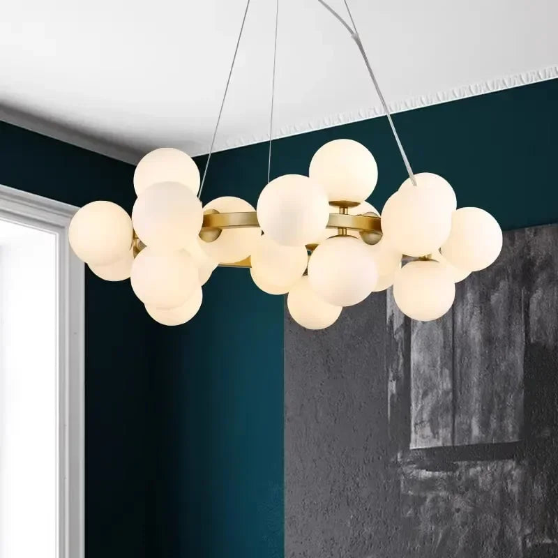 2025 Modern Glass Bubble Pendant Lamp Round Chandelier Light Fixture for Living Room Dining Room Bedroom Kitchen