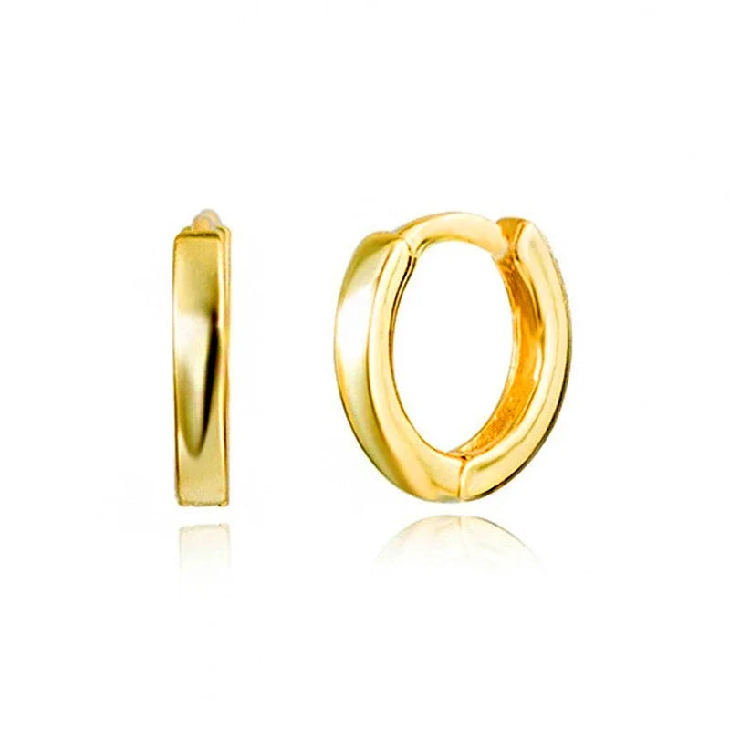 925 Sterling Silver 6mm 8mm 10mm Classic Round Gold Huggie Hoop Earrings for Women Men Tiny Huggie Rock Earrings Jewelry Gifts