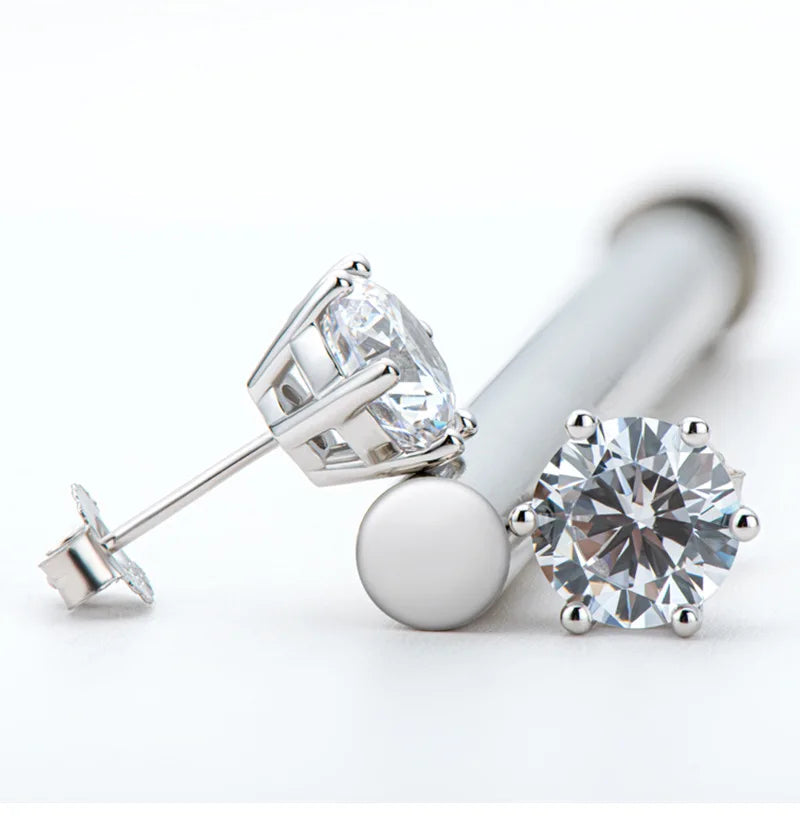 0.5-2ct Moissanite Diamond Stud Earrings 18K Yellow Gold Plated 925 Silver Wedding Earring for Women Men Luxury Jewelry with GRA