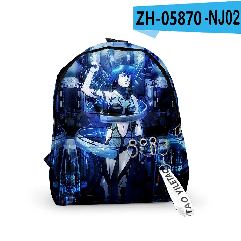 Cartoon Popular ghost in the shell School Bag Cute Small Travel Bags 3D Print Oxford Waterproof Key Chain Notebook Backpacks