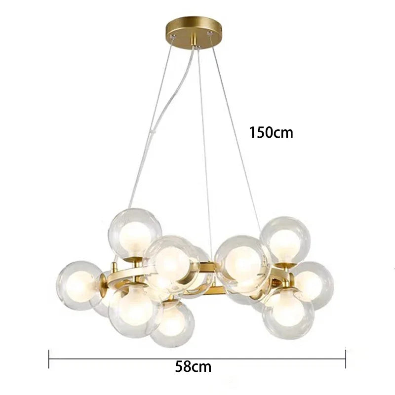 2025 Modern Glass Bubble Pendant Lamp Round Chandelier Light Fixture for Living Room Dining Room Bedroom Kitchen