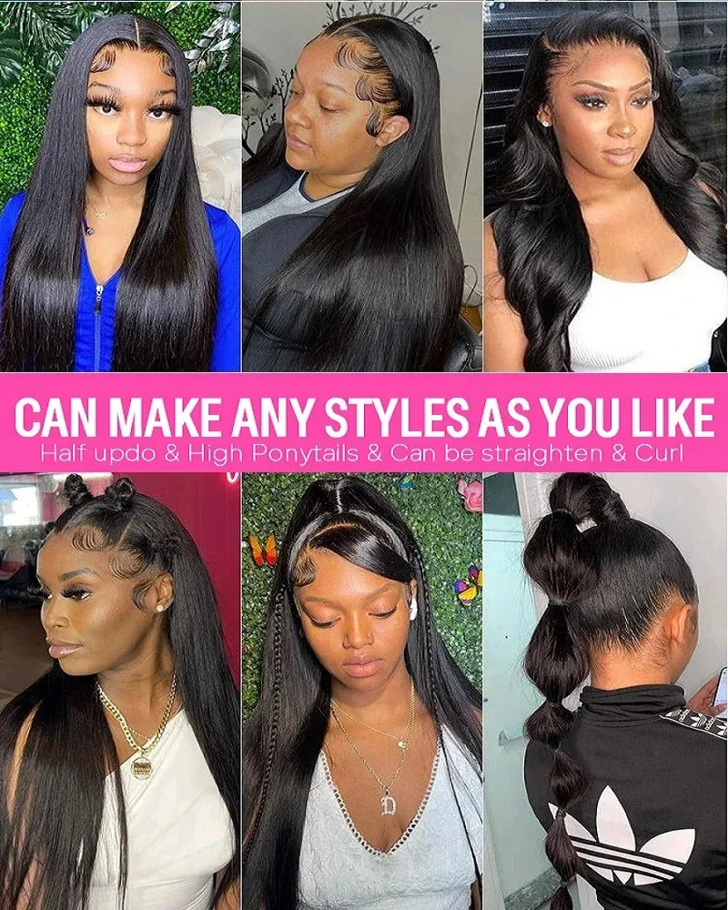 30 40 Inch Lace Frontal Wigs Human Hair Bone Straight 13x6 13x4 HD Lace Frontal Wig 6x6 Closure Glueless Wig Remy For Women 200%