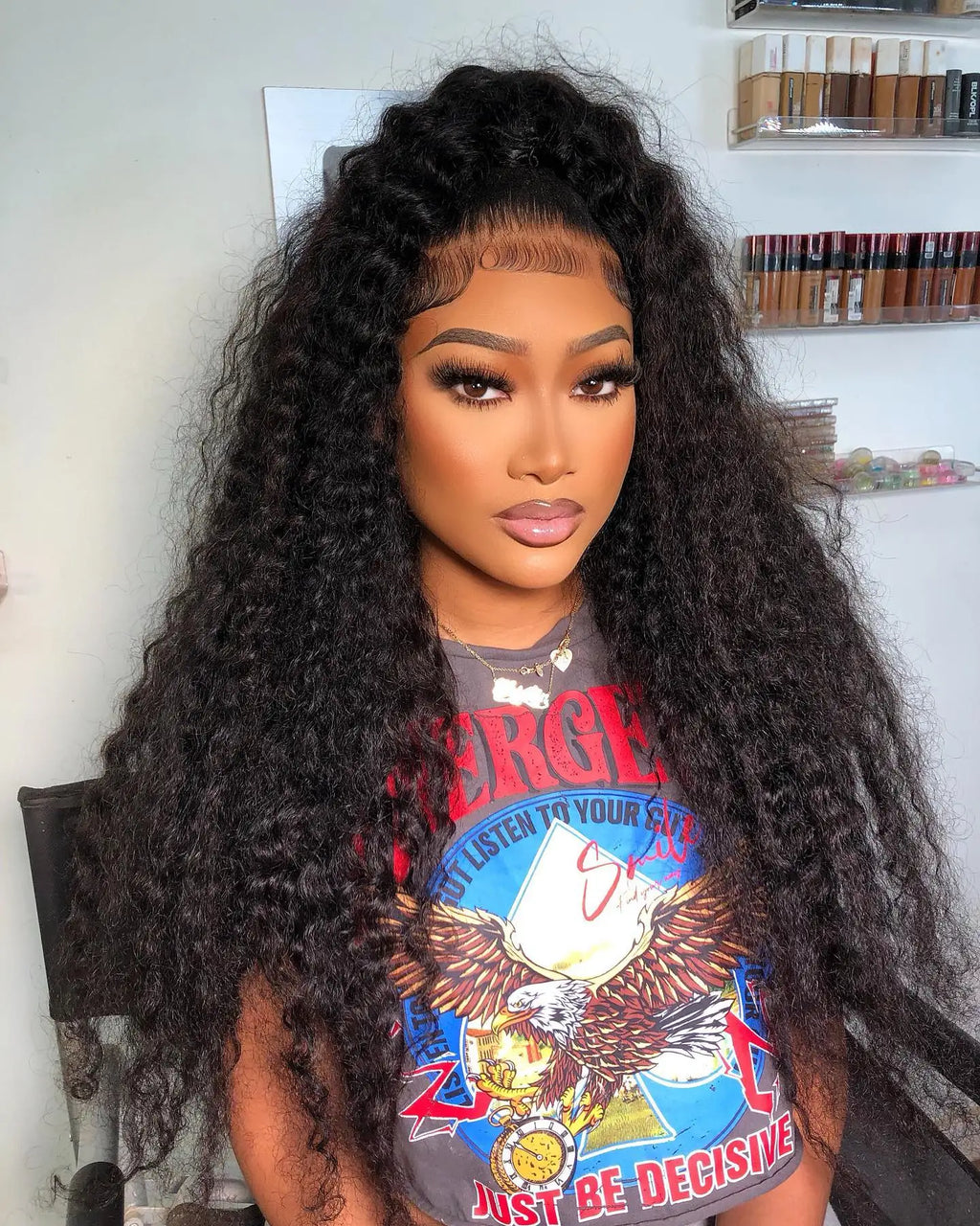 Water Wave Glueless Wig Human Hair Curly 13x6 HD Frontal Wig 250% Deep Wave Lace Front Wigs Wear Go 7x5 HD Lace Closure Wig Sale