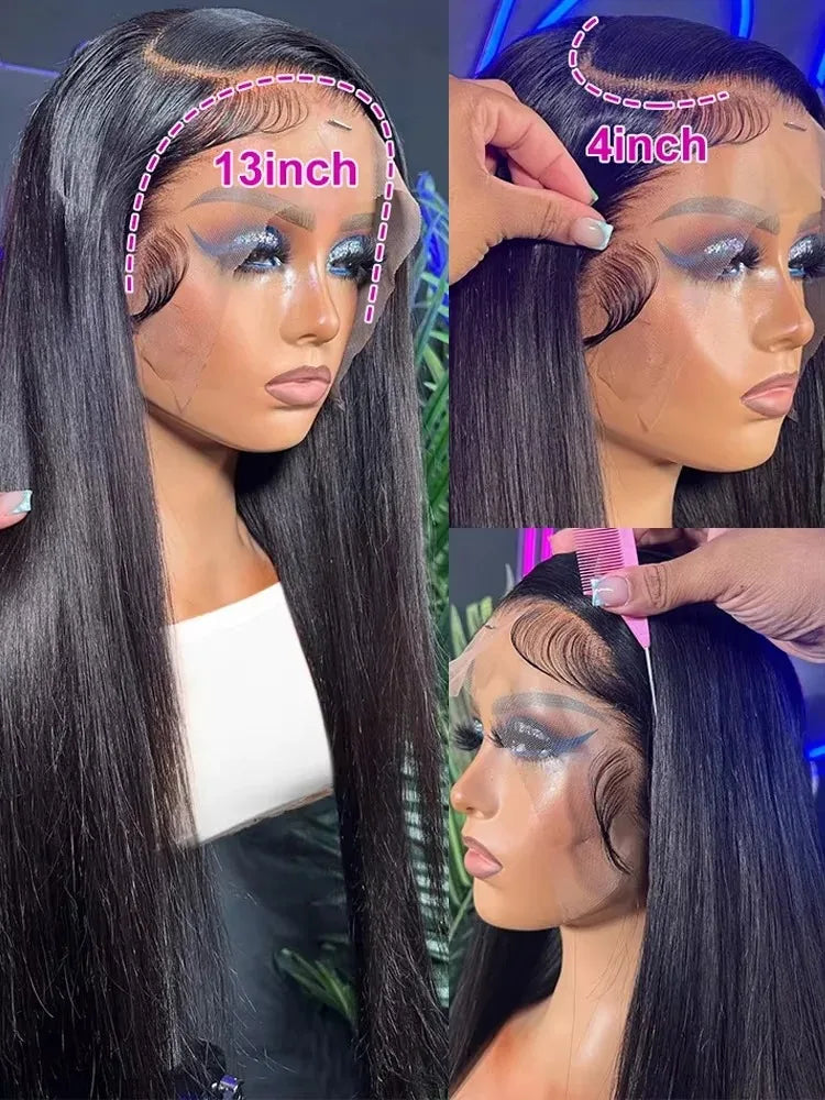 30 40 Inch Lace Frontal Wigs Human Hair Bone Straight 13x6 13x4 HD Lace Frontal Wig 6x6 Closure Glueless Wig Remy For Women 200%