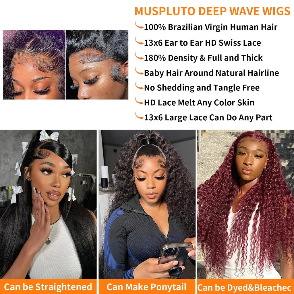 Lace Front Wigs Human Hair Wig For Woman 13x4 Deep Curly Lace Front Wig Human Hair Pre Plucked With Baby Hair  Lace Frontal Wigs