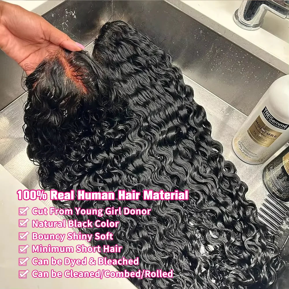 Water Wave Glueless Wig Human Hair Curly 13x6 HD Frontal Wig 250% Deep Wave Lace Front Wigs Wear Go 7x5 HD Lace Closure Wig Sale