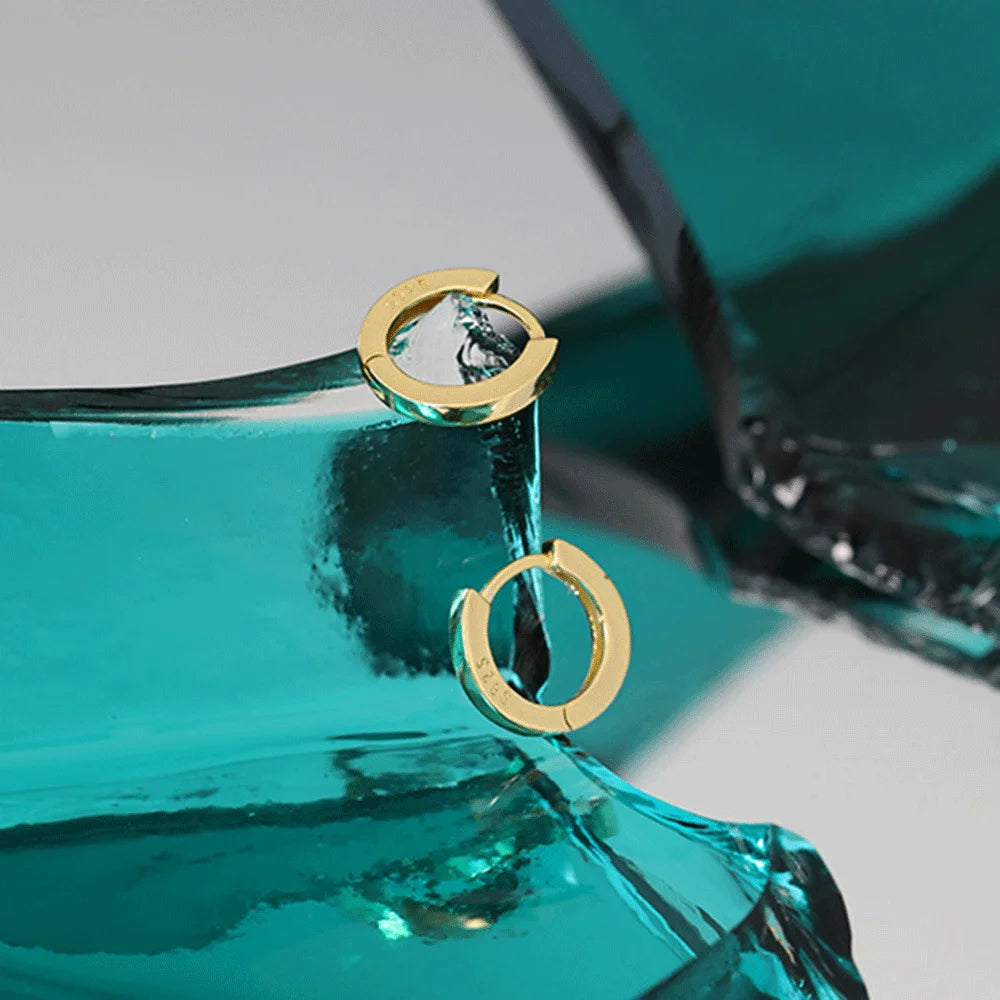 ANDYWEN 925 Sterling Silver Gold Plain 5mm 6mm 7mm 8mm 9mm 10mm Huggies Piercing Clips Hoop Luxury Clips Pendiente Loops Earring