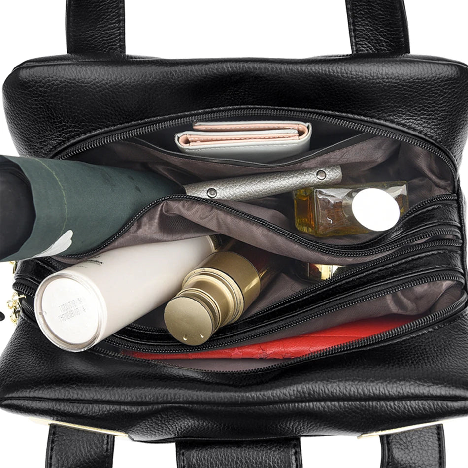 Women Multi-layers Top-handle Bag Quality Leather Handbags Purses Female Luxury Designer Large Capacity Boston Ladies Sac A Main