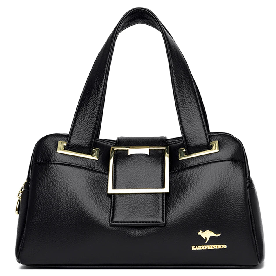 Women Multi-layers Top-handle Bag Quality Leather Handbags Purses Female Luxury Designer Large Capacity Boston Ladies Sac A Main