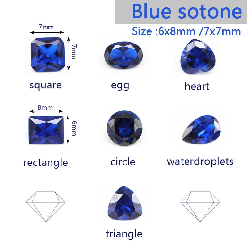 loose Cut Sapphire Corundum Gemstone Spinel Royal Blue Cornflower Loose Stone Rings DIY Making Jewelry Blue Gem Gifts