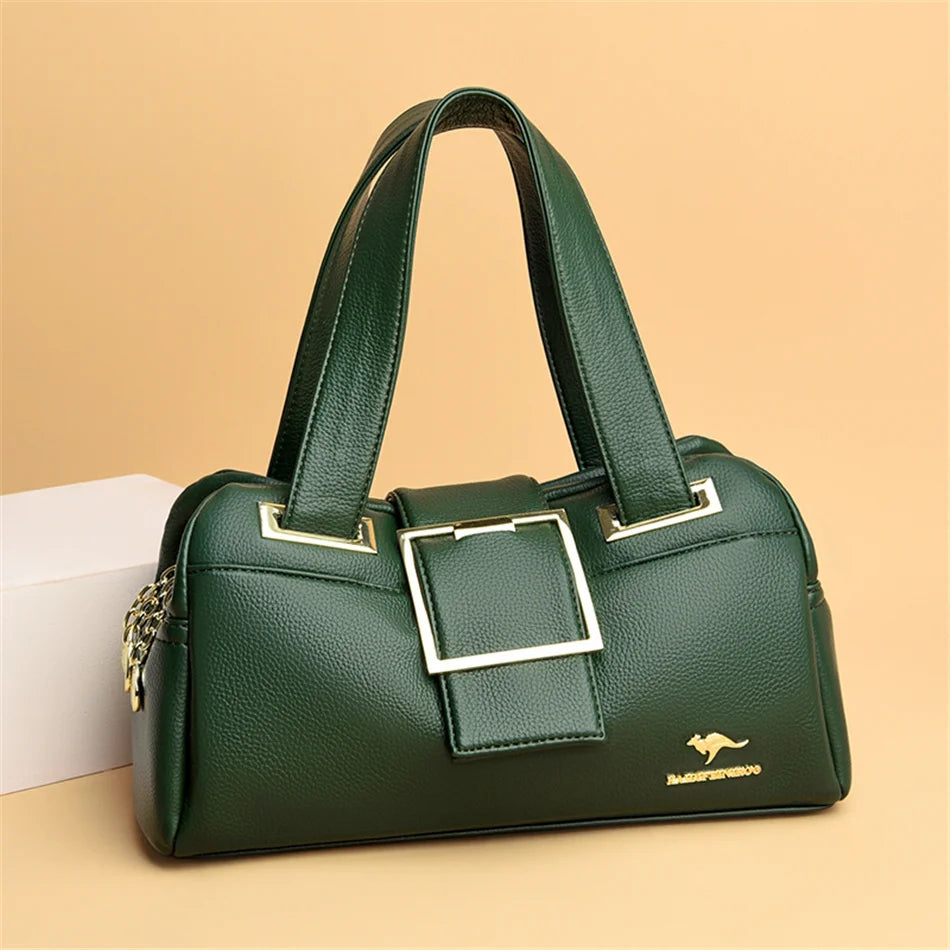 Women Multi-layers Top-handle Bag Quality Leather Handbags Purses Female Luxury Designer Large Capacity Boston Ladies Sac A Main